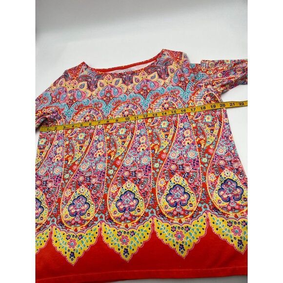 Talbots Petites Women Size LP Colorful Medallion Paisley T-Shirt Top - Picture 4 of 6